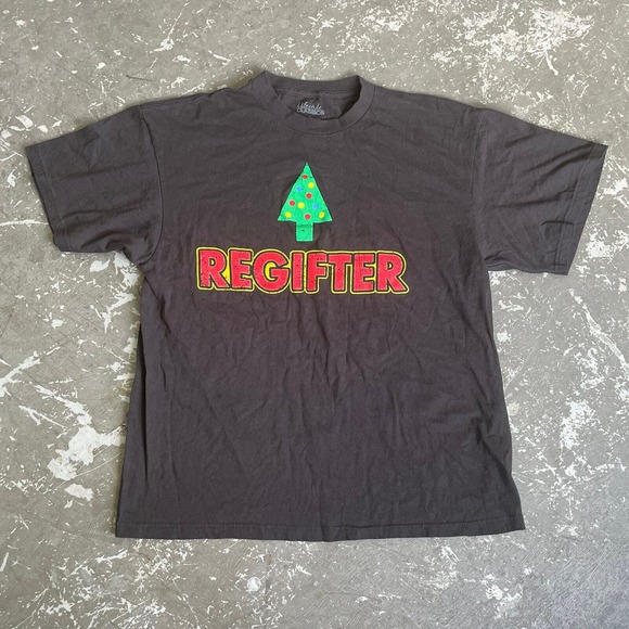 REGIFTER Christmas T Shirt‎ Size XL Funny Holiday Humor Tee Christmas Tree - Picture 1 of 5